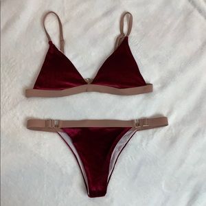 Zaful 2 piece velvet fushia and blush bikini, sz M